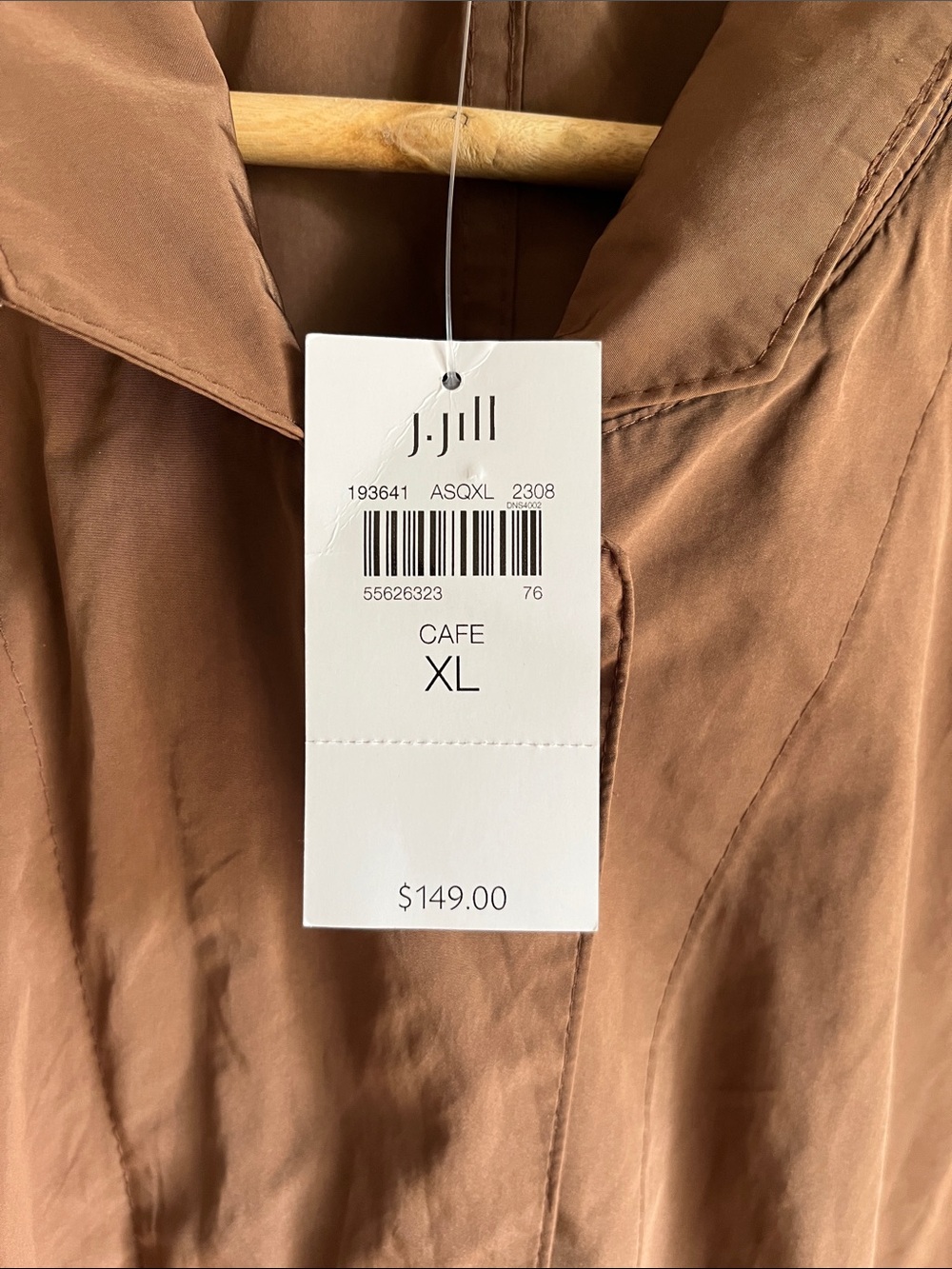 NWT J. Jill Brown Lightweight Utility Rain Jacket Wind Breaker Coastal Size XL - Picture 5 of 14